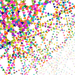 Abstract dotted surface. Background with colored particles. Halftone effect illustration. Colorful triangles on white background