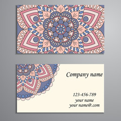 Invitation, business card or banner with text template. Round fl