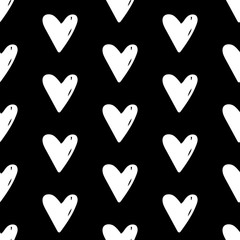 Hand Drawn Hearts Seamless Pattern