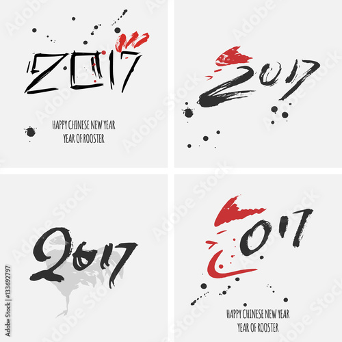 &quot;Calligraphy 2017 for Asian Lunar Year. Set of Chinese new year design