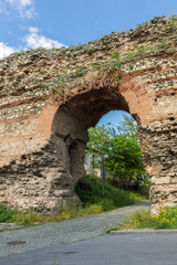 Fototapeta na wymiar The Western gate of Diocletianopolis Roman city wall, town of Hisarya, Plovdiv Region, Bulgaria
