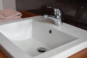 Bathroom sink, washbasins. Sanitary ware in modern minimalistic design.