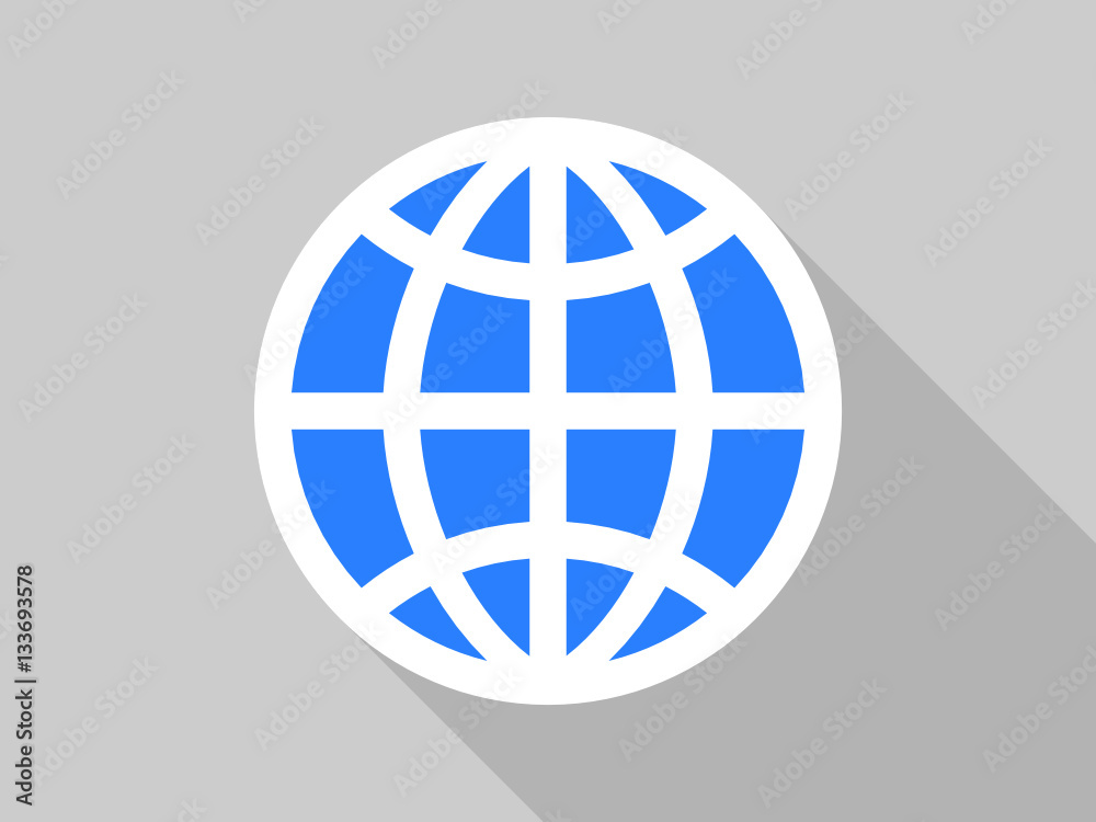 Poster flat design cartoon globe vector icon.