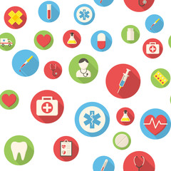 Fototapeta na wymiar Seamless pattern with medical icons vector illustration