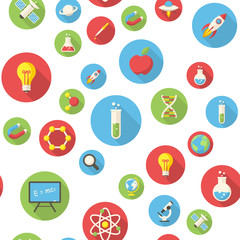 Seamless pattern with science icons vector illustration