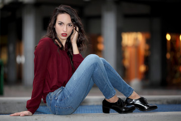 Beautyful girl in urban background