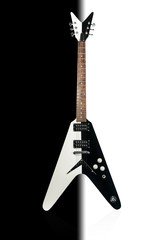 Classic rock electric guitar black and white isolated