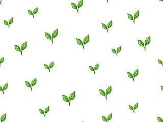 Seamless green leaf pattern vector illustration. Decorative template texture with leaves.