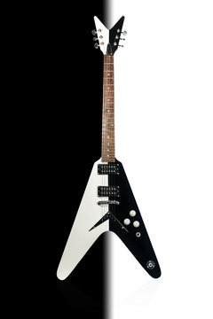recommend clip art: Classic rock electric guitar black and white isolated