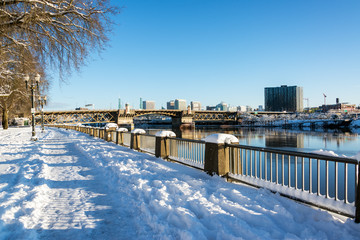 Snow Covered Portland Waterfront