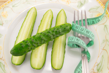 cucumber with tape measure