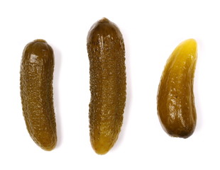 set pickled cucumber isolated on white background