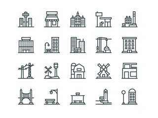 Architecture. Set of outline vector icons