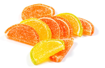 Jelly candies on white background. Gummy candy on a white background.