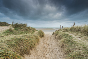 Utah Beach dunes in Normandy Wold War Two historic site - obrazy, fototapety, plakaty