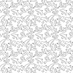 Vector doodle flying birds seamless pattern