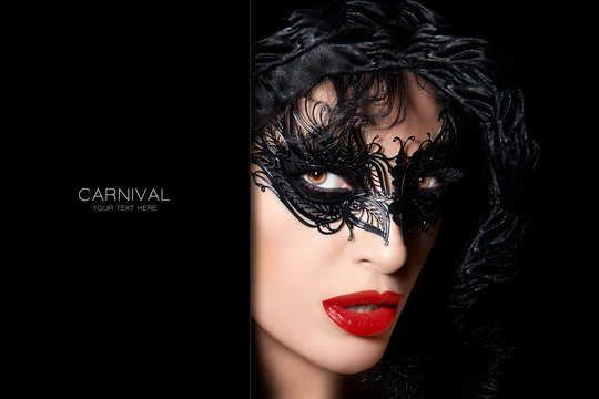 Sultry mysterious woman in carnival mask