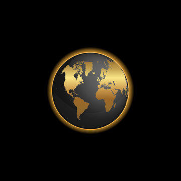 Black And Gold World Map Globe Illustration