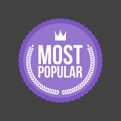 Vector Most Popular flat badge, Round Label