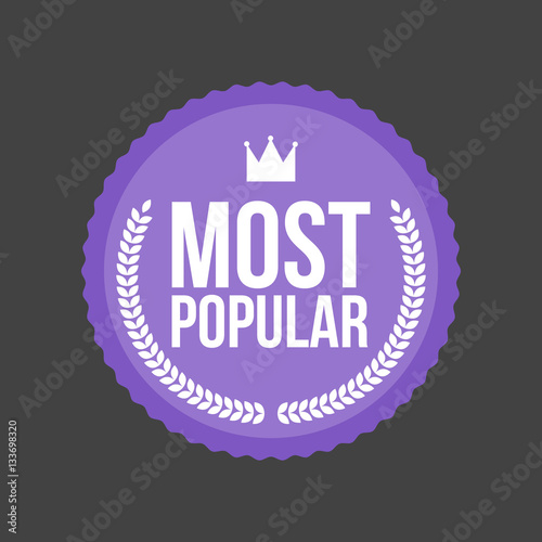 "Vector Most Popular flat badge, Round Label" Stock image and royalty