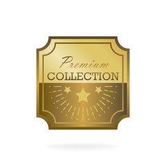 Exclusive collection sale golden badge. Gold label vector illustration