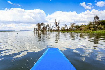 Lake cruise by blue canoe, Naivasha, Kenya