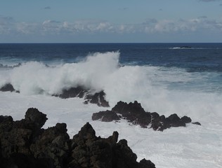 Rocky coast while stormy weather



