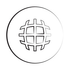 Black ink style Globe icon with circle