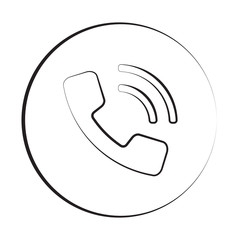 Black ink style Phone icon with circle