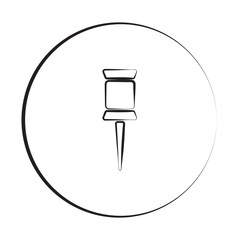 Black ink style Pushpin icon with circle