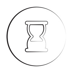 Black ink style Hourglass icon with circle