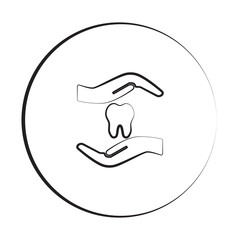 Black ink style Dental Care icon with circle
