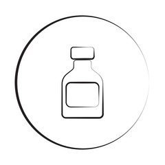 Black ink style Medicine Bottle icon with circle