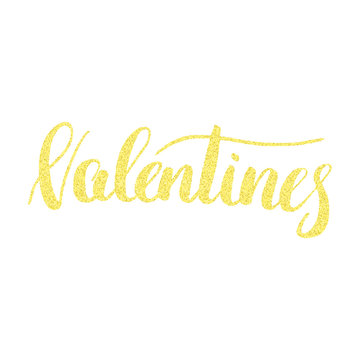 Valentines Day gold glitter typography
