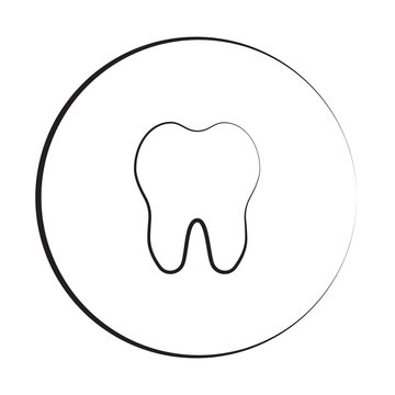 Black ink style Tooth icon with circle