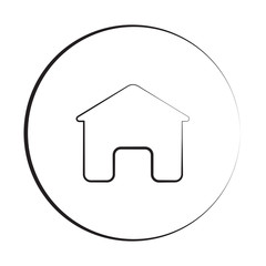 Black ink style Home icon with circle