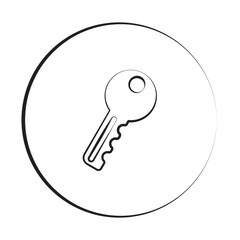 Black ink style Key icon with circle