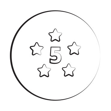 Black ink style Five Star icon with circle