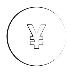 Obraz premium Black ink style Yen icon with circle