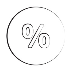 Black ink style Percentage icon with circle