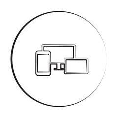 Black ink style Responsive Media Design icon with circle