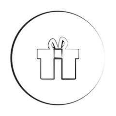 Black ink style Gift  icon with circle