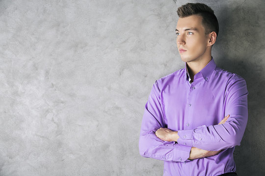 Portrait Of Male In Purple Shirt