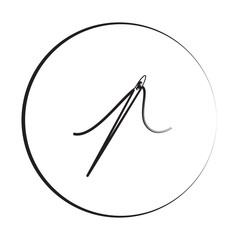 Black ink style Needle icon with circle