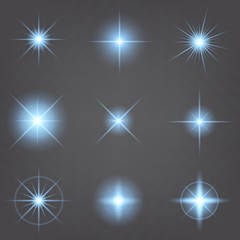 Creative concept Vector set of glow light effect stars bursts with sparkles isolated on black background. For illustration template art design, banner for Christmas celebrate, magic flash energy ray.