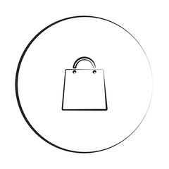 Black ink style Shopping Bag icon with circle