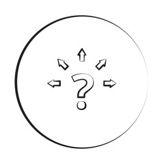 Black ink style Question Mark Arrows icon with circle
