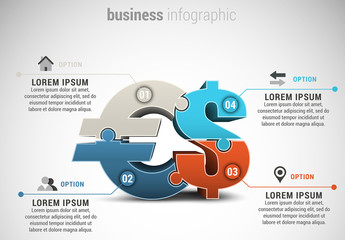 3D Euro and Dollar Sign Infographic