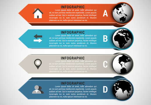 Small Globe and Arrow Tab Infographic