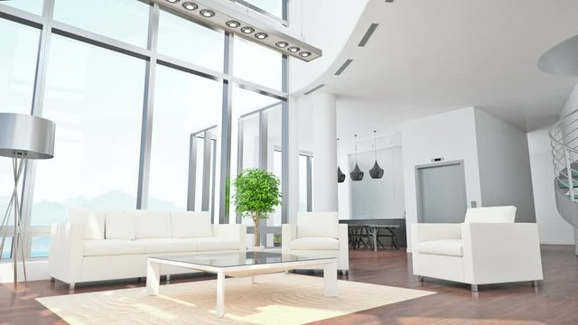 Modern Luxury Loft Living Room Interior With Beautiful View
